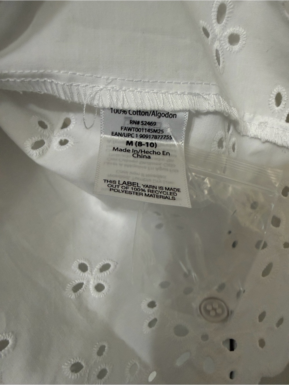 Free Assembly White Cropped Eyelet Button Down Top(Size Medium) - Picture 5 of 8